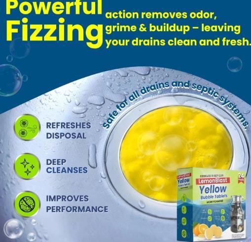 LemonBlast Yellow Bubble Tablets (24pc) | Remove Bad Odor Blockage 🔥💯 | 50% OFF