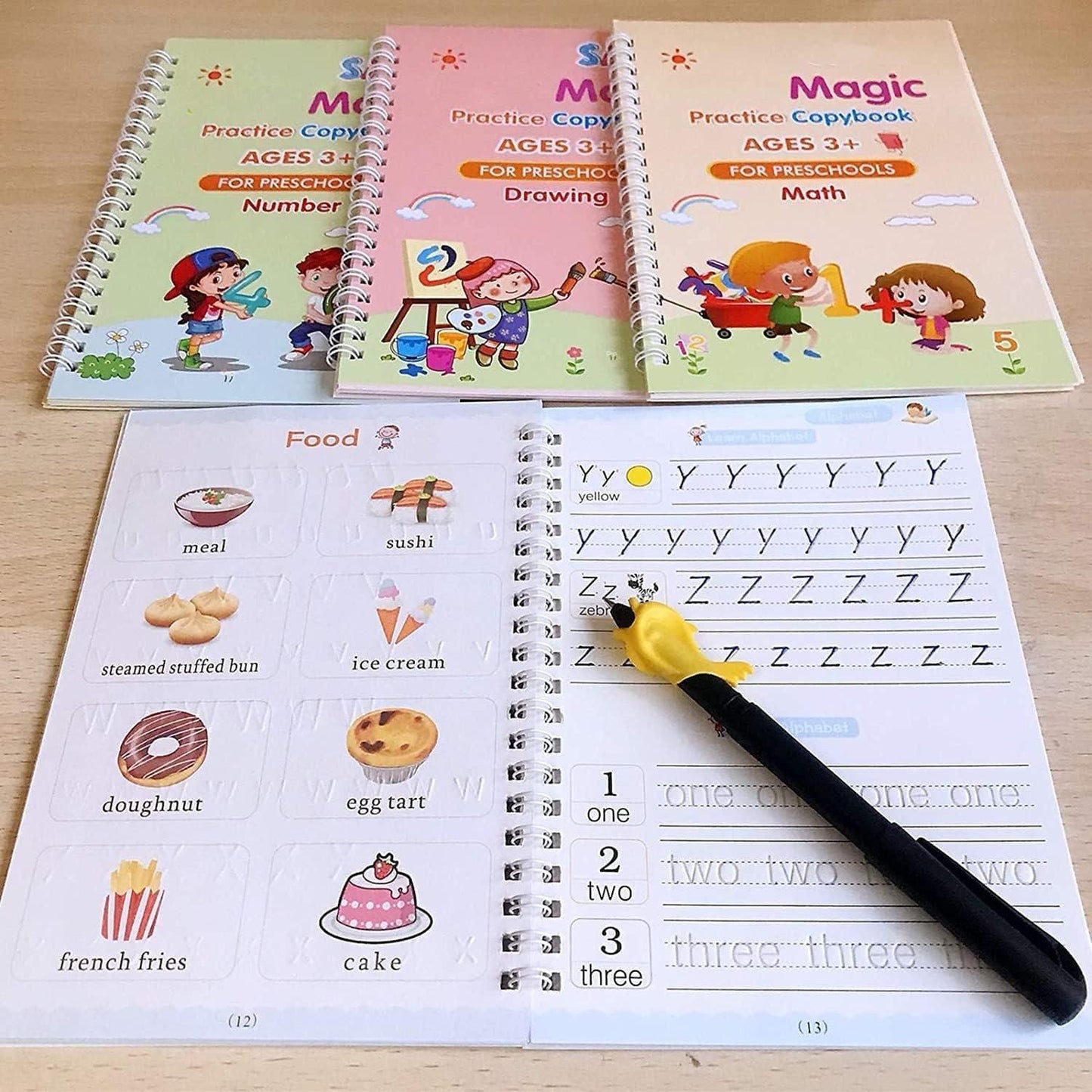 Magic Practice Copybook 4,  piece of Pen, 1 piece of Grip, 4 piece of Book, 10 piece of RefillMaterial