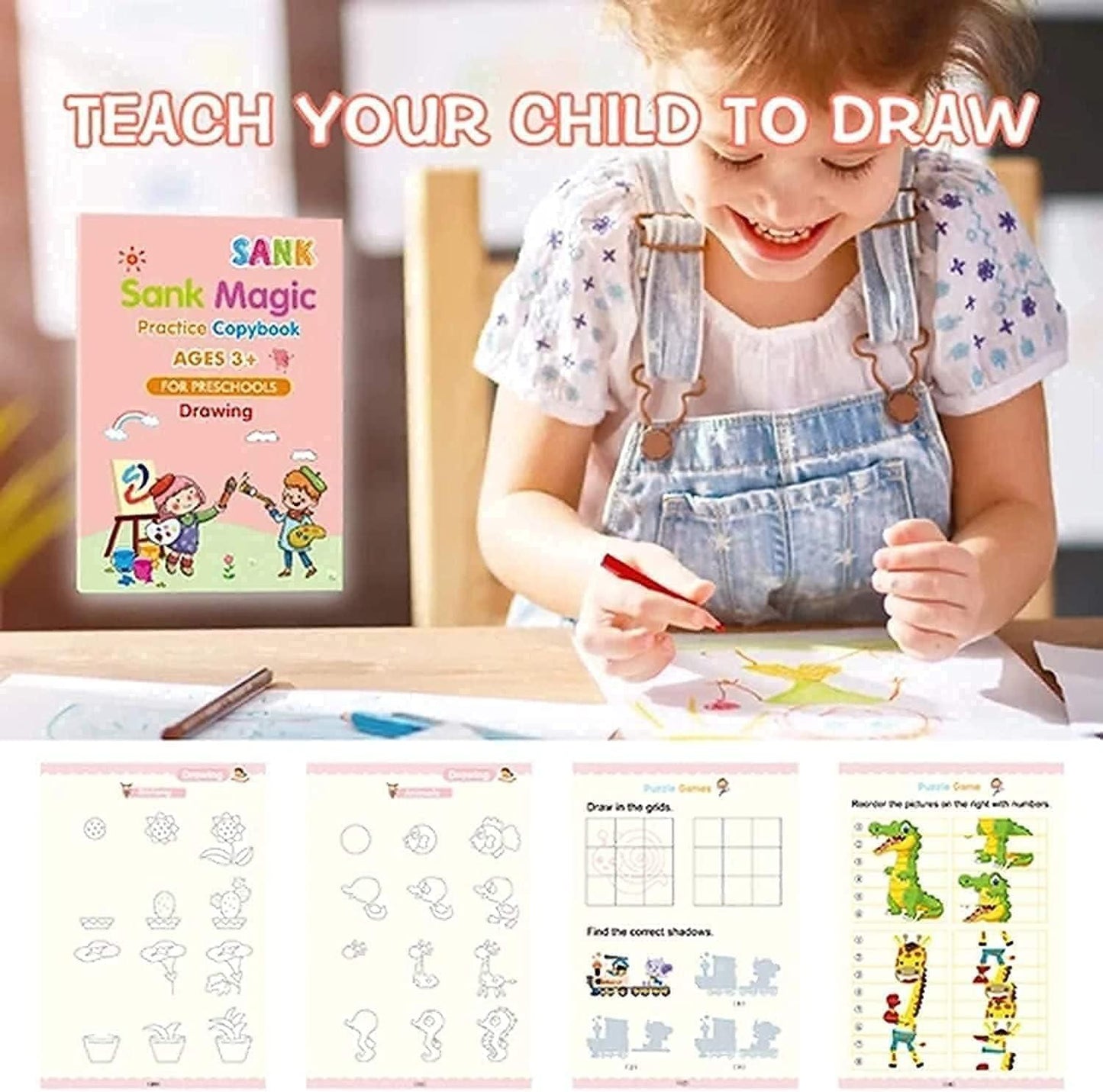 Magic Practice Copybook 4,  piece of Pen, 1 piece of Grip, 4 piece of Book, 10 piece of RefillMaterial