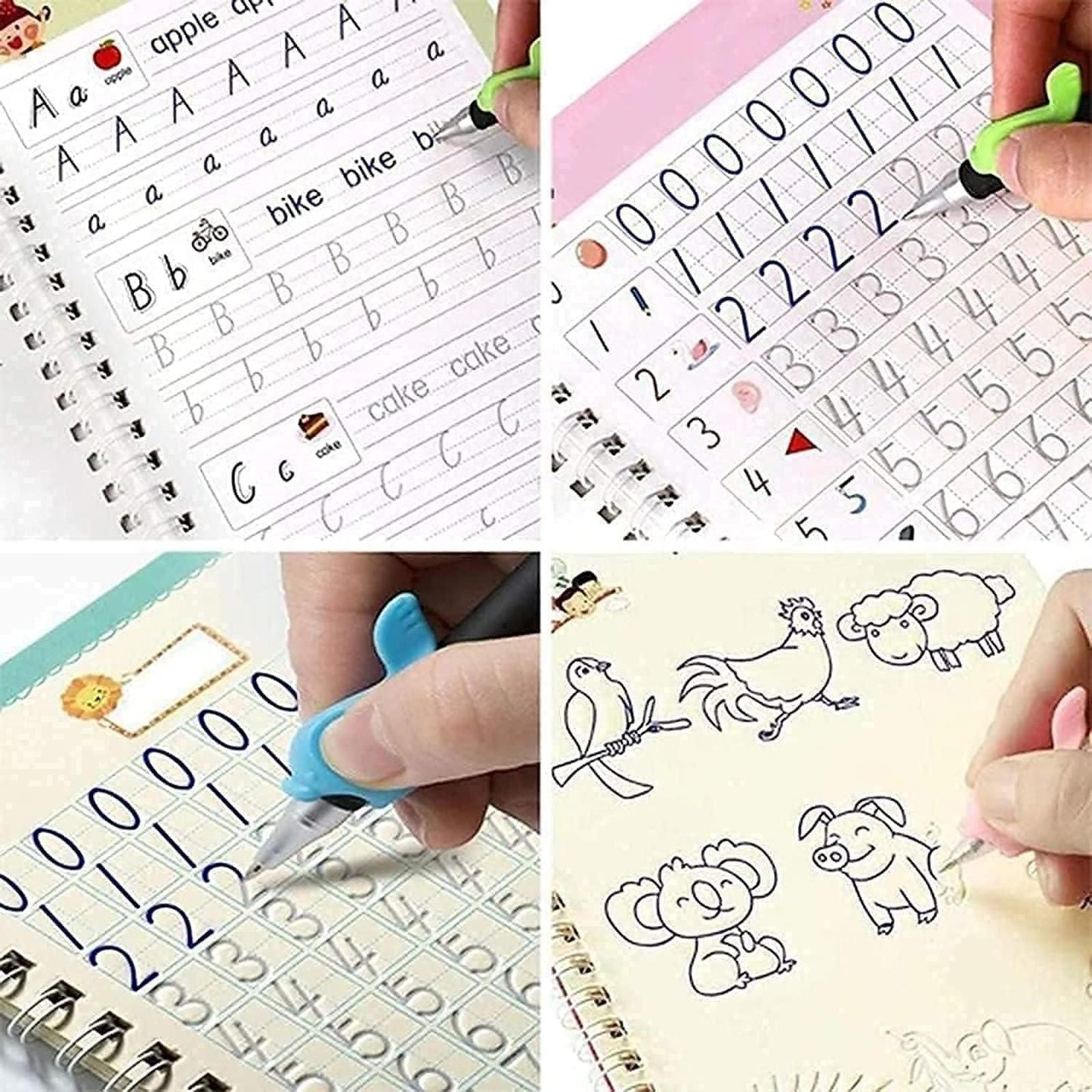 Magic Practice Copybook 4,  piece of Pen, 1 piece of Grip, 4 piece of Book, 10 piece of RefillMaterial