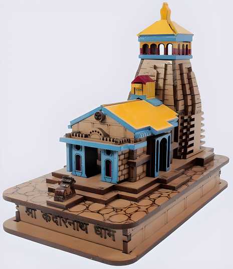 Kedarnath Temple in Wood Color 3D Model Mandir Statue 4 inch