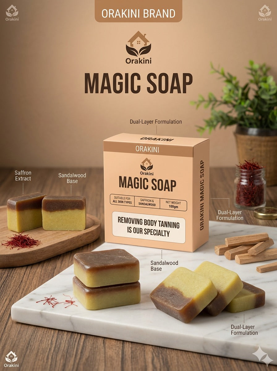 Magic Soap (Sandal Wood and Saffron Soap) Orakini Magic Soap pack of 2